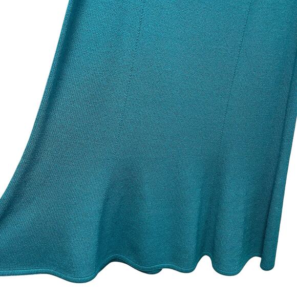 St. John Collection Turquoise Santana Knit Pull On Flared Knee Skirt Womens 6 - Picture 2 of 4